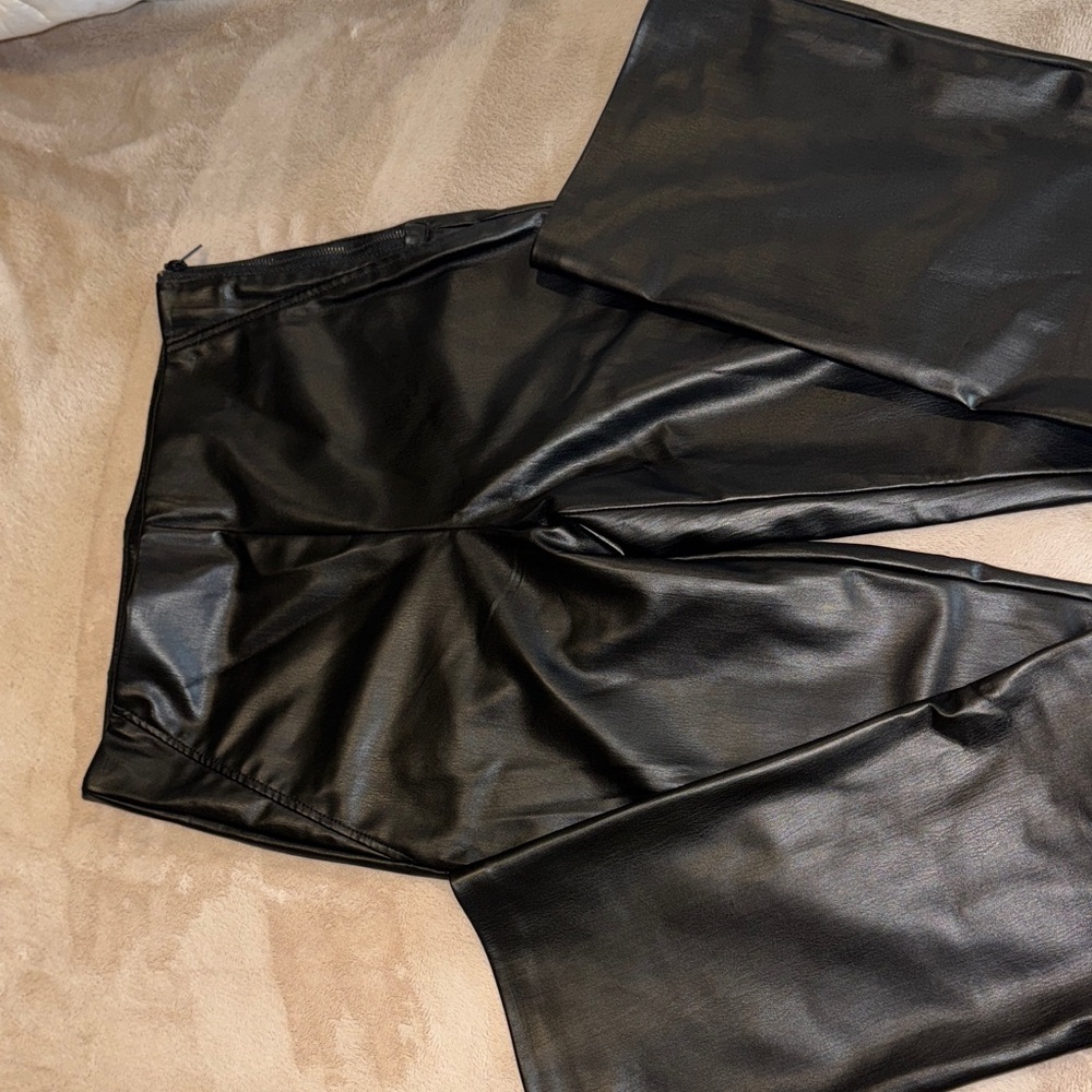 Zara Black Leather-Style Trousers